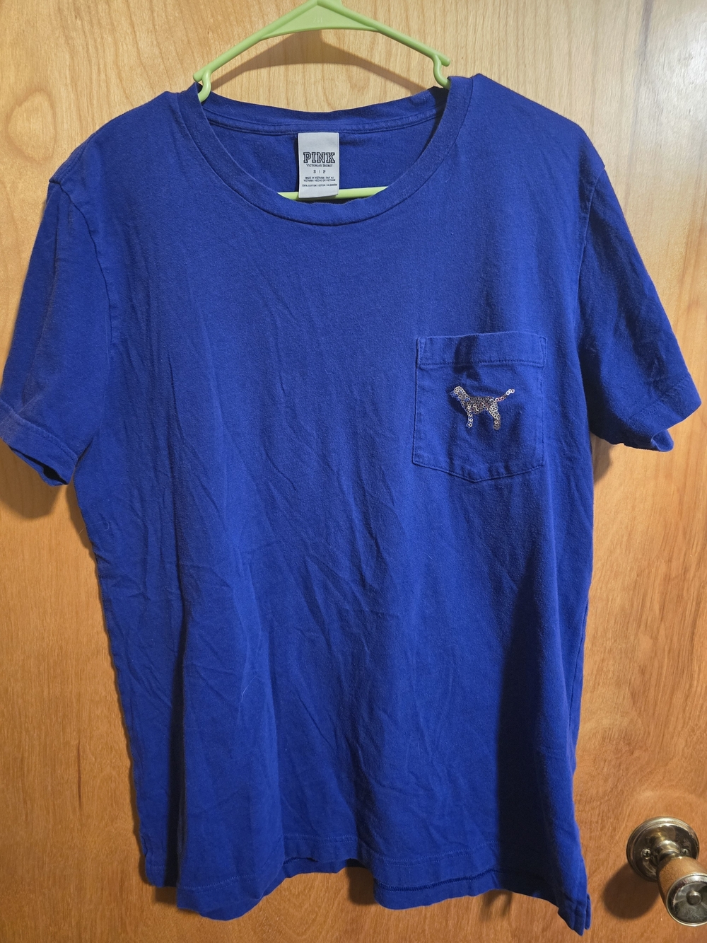 PINK Victoria's Secret Royal Blue Men's Pocket Tee